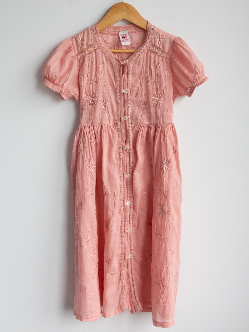 April Cornell Girls Pink Embroidered Cotton Dress 5/6